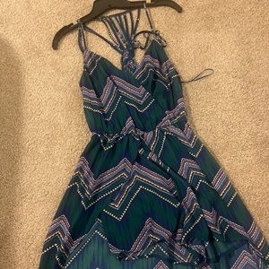 Flowy chevron green and blue dress